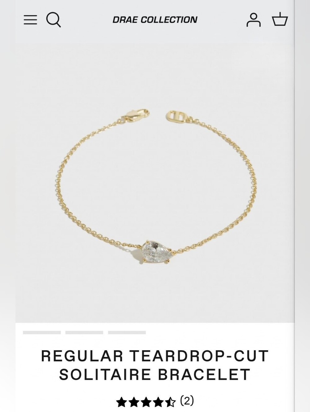 Gold Teardrop-Cut Solitaire Bracelet